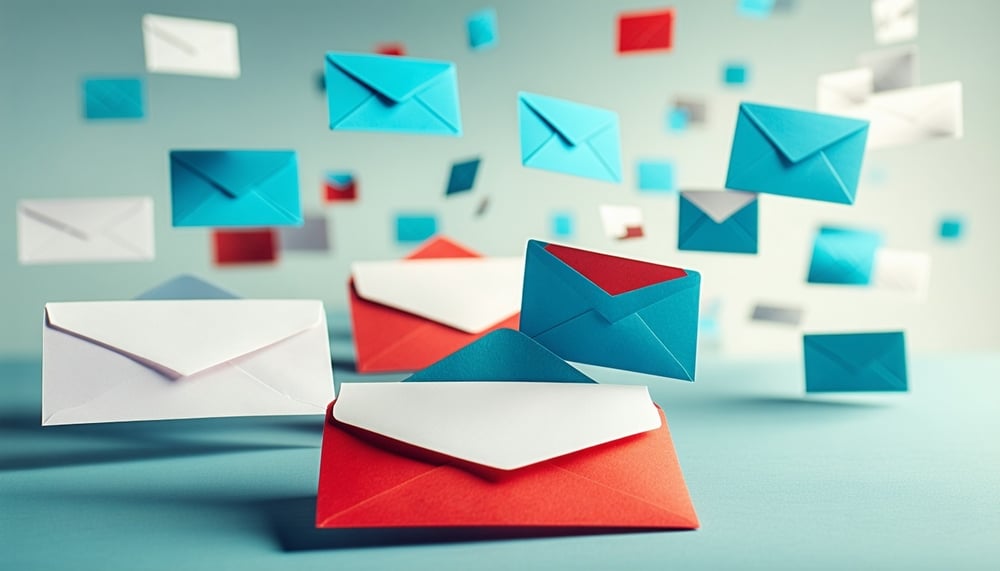 Ilustración de campaña de email marketing en acción Ilustración de campaña de email marketing en acción